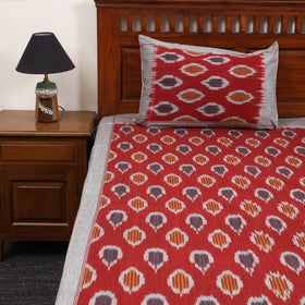 Handloom cotton double pochampally ikat bed sheet set (108