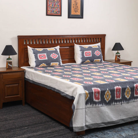 Handloom cotton double pochampally ikat bed sheet set (108