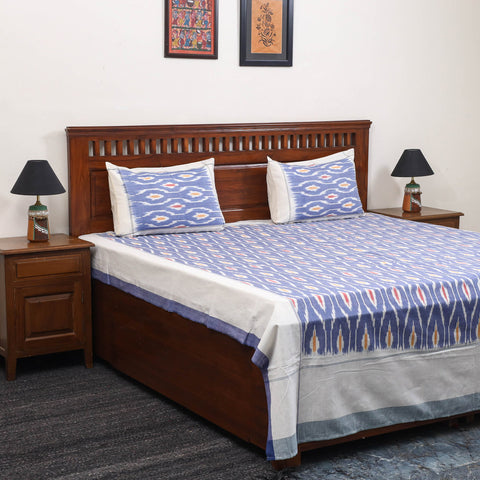 Handloom cotton double pochampally ikat bed sheet set (108
