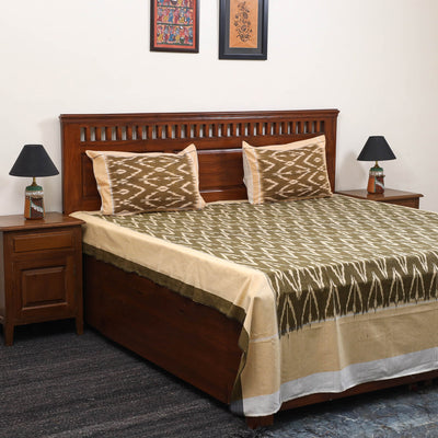 Handloom cotton double pochampally ikat bed sheet set (108