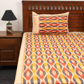 Handloom cotton double pochampally ikat bed sheet set (108