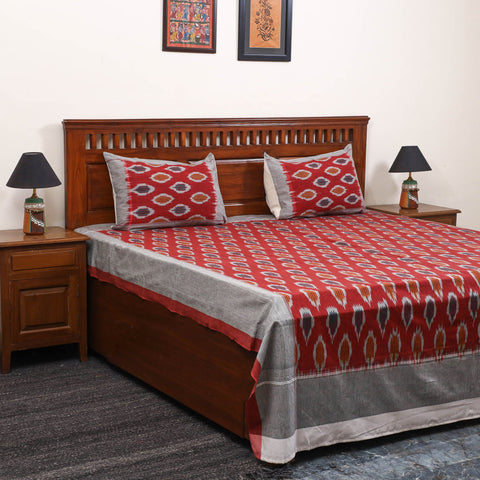Handloom cotton double pochampally ikat bed sheet set (108