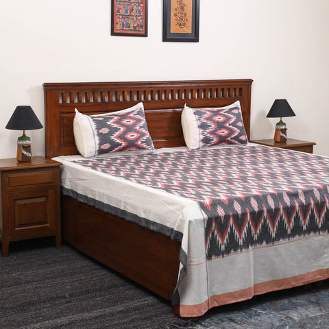 Handloom cotton double pochampally ikat bed sheet set (108