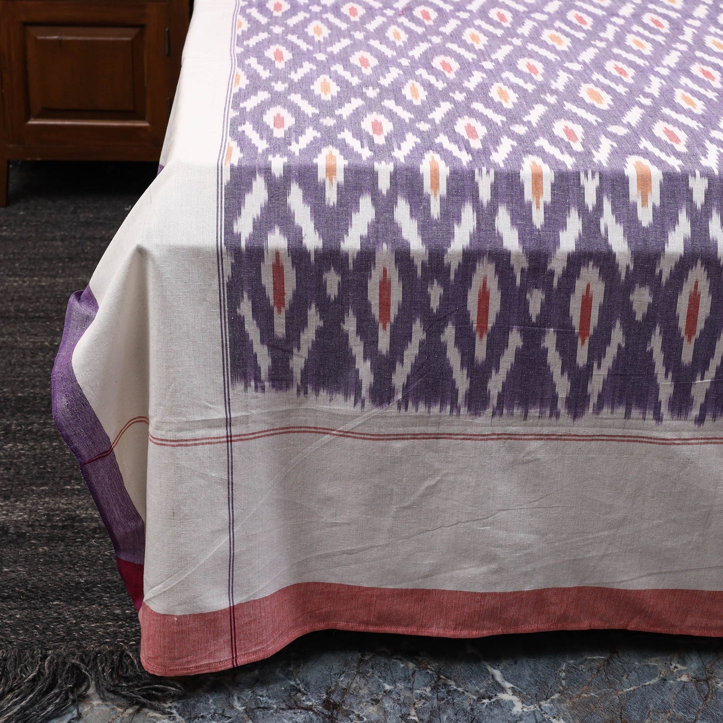 Handloom cotton double pochampally ikat bed sheet set (108