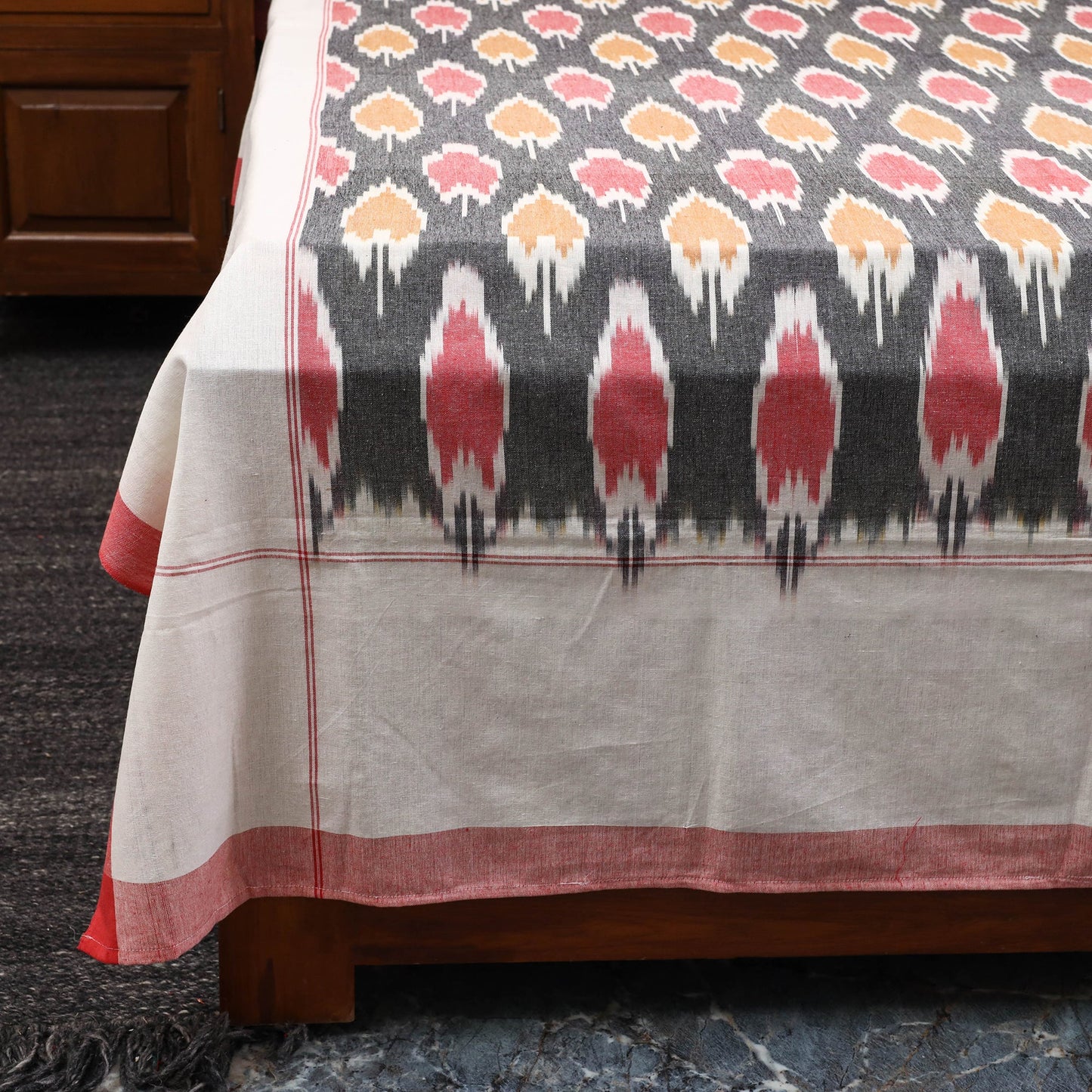 Handloom cotton double pochampally ikat bed sheet set (108