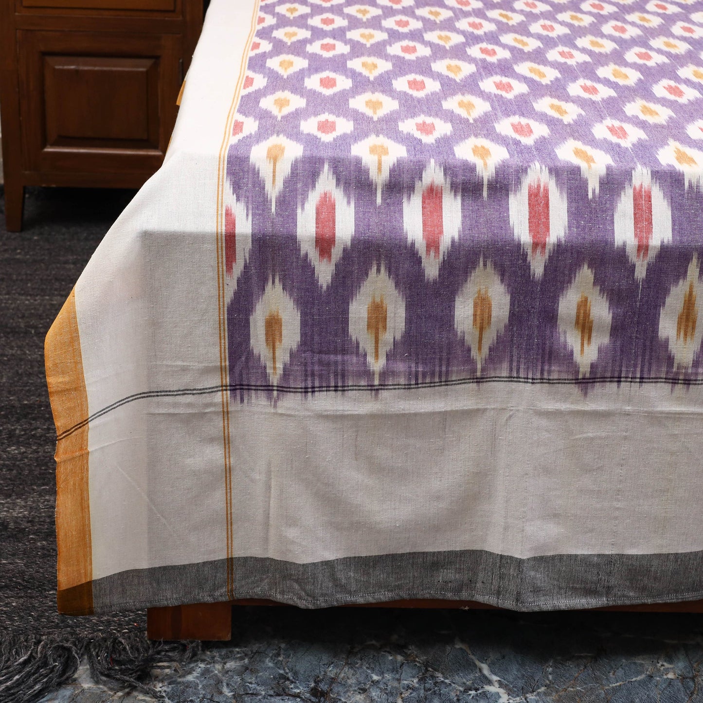 Handloom cotton double pochampally ikat bed sheet set (108