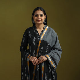 Handloom cotton embroidered pochampally ikat 3pc kurta set