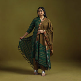 Handloom cotton embroidered pochampally ikat 3pc kurta set