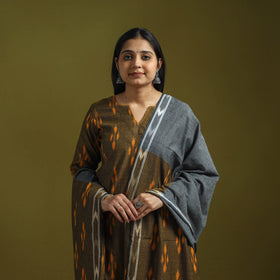 Handloom cotton embroidered pochampally ikat 3pc kurta set