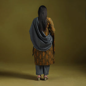 Handloom cotton embroidered pochampally ikat 3pc kurta set