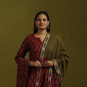 Handloom cotton embroidered pochampally ikat 3pc kurta set