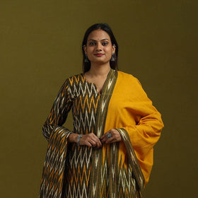 Handloom cotton embroidered pochampally ikat 3pc kurta set