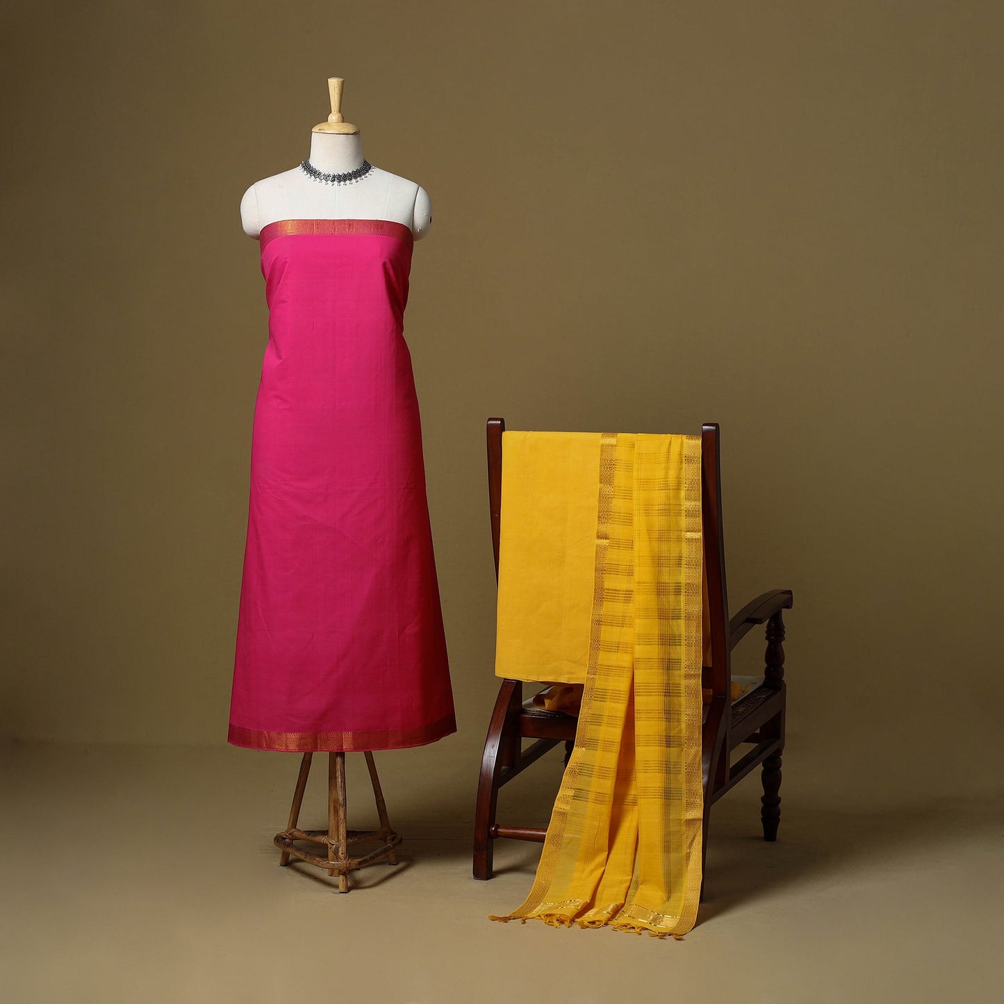 Handloom cotton mangalagiri 3pc unstitched dress material