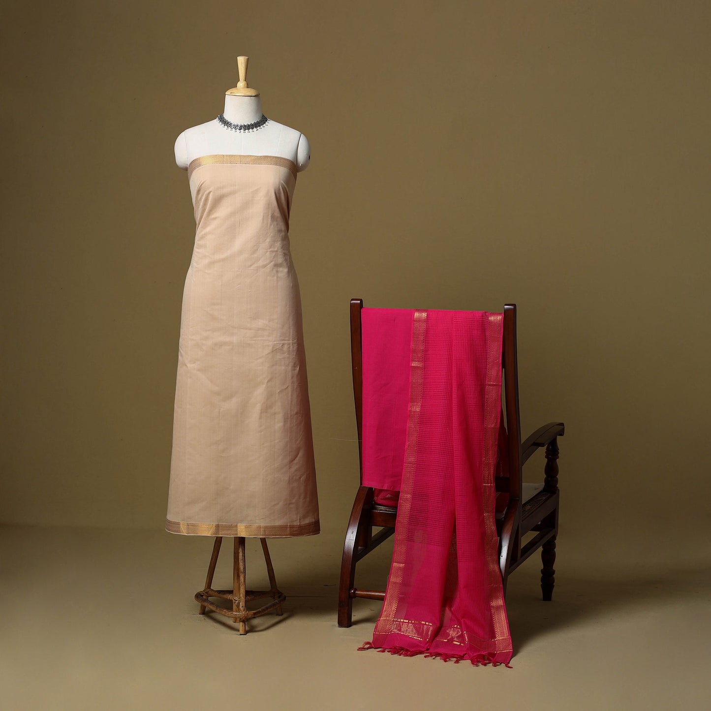 Handloom cotton mangalagiri 3pc unstitched dress material