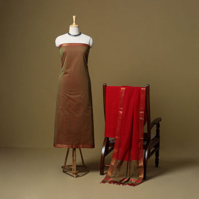 Handloom cotton mangalagiri 3pc unstitched dress material