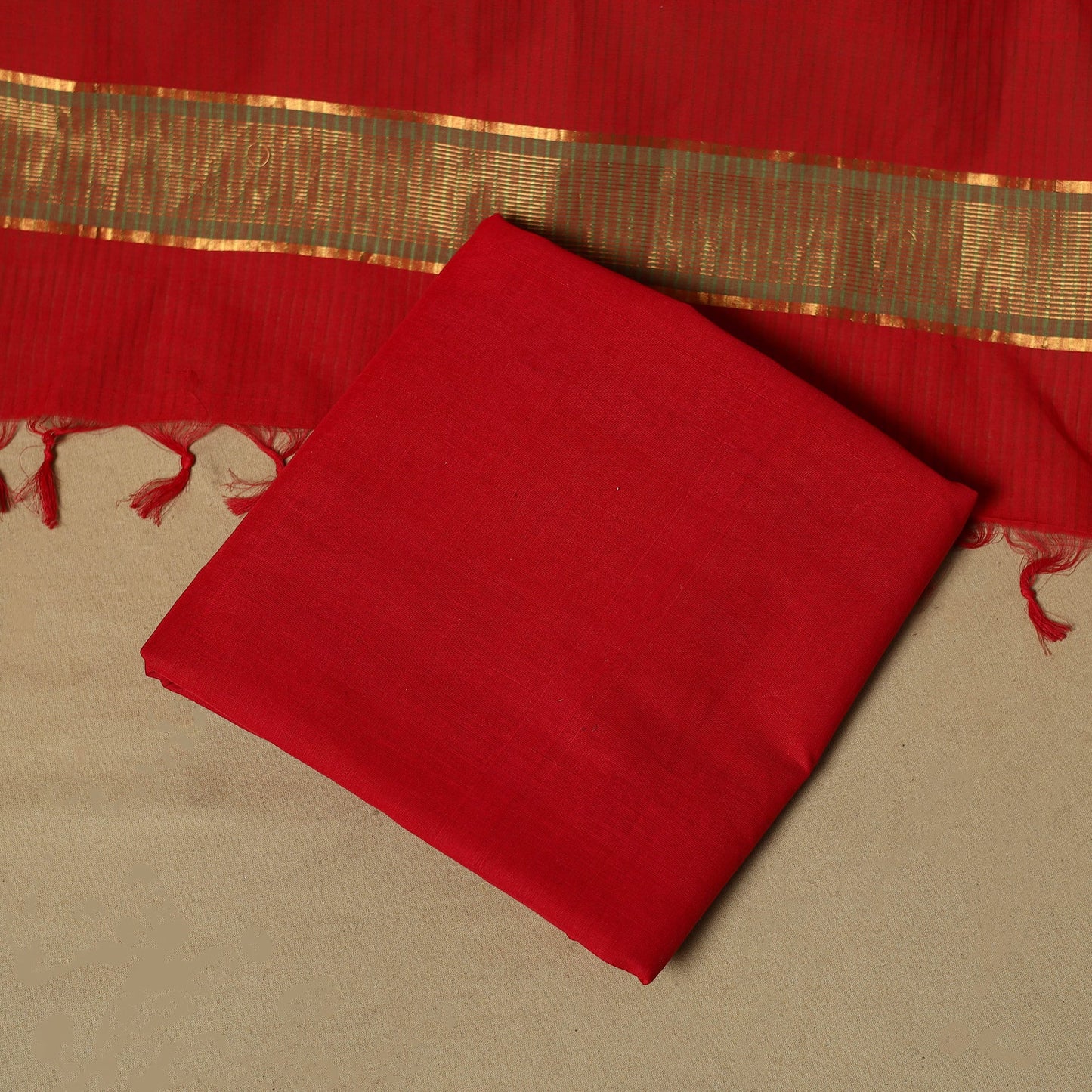 Handloom cotton mangalagiri 3pc unstitched dress material
