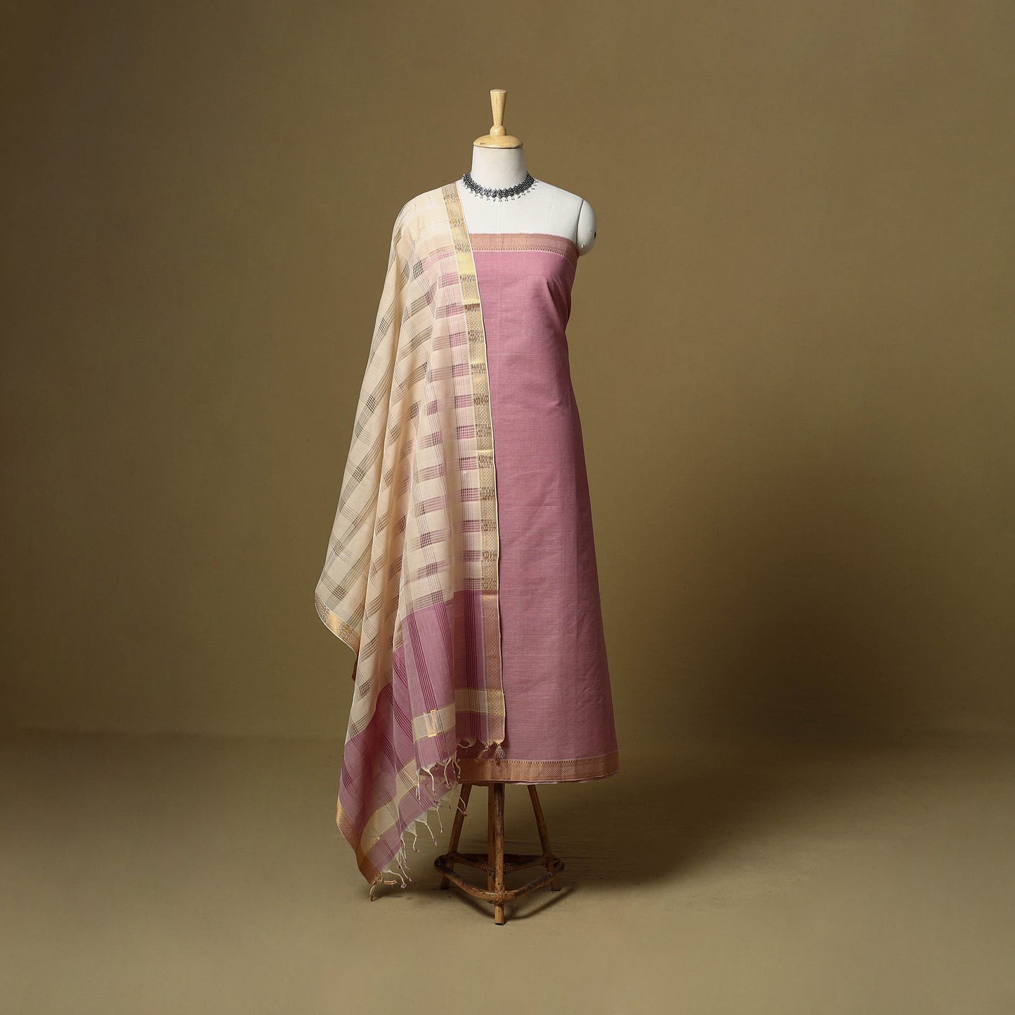 Handloom cotton mangalagiri 3pc unstitched dress material