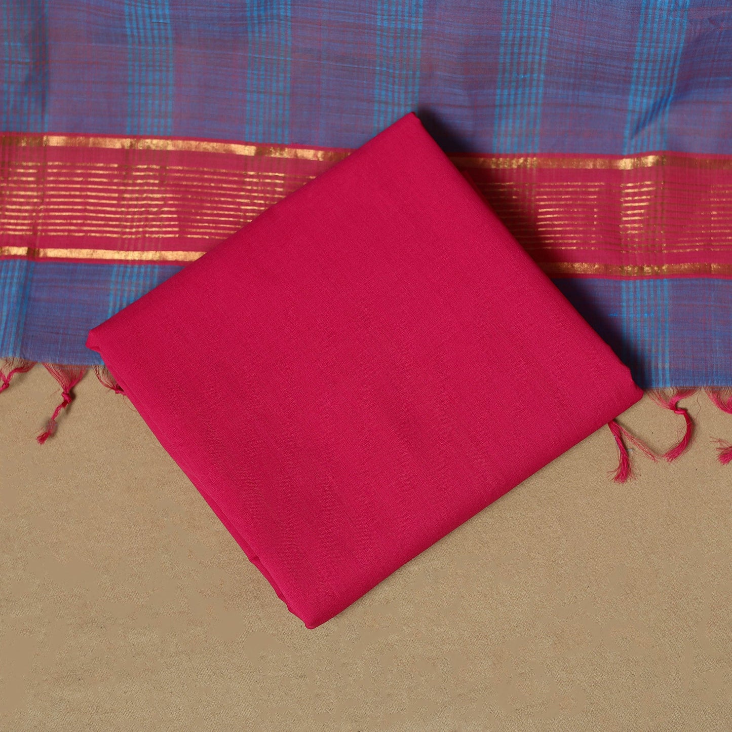 Handloom cotton mangalagiri 3pc unstitched dress material