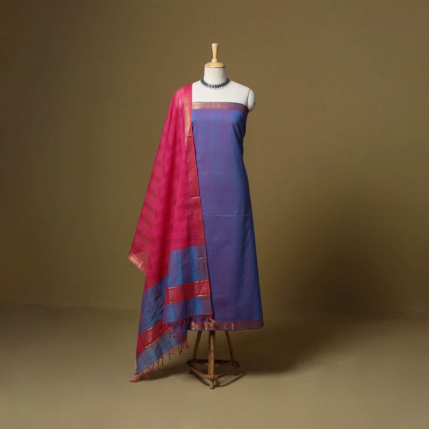 Handloom cotton mangalagiri 3pc unstitched dress material