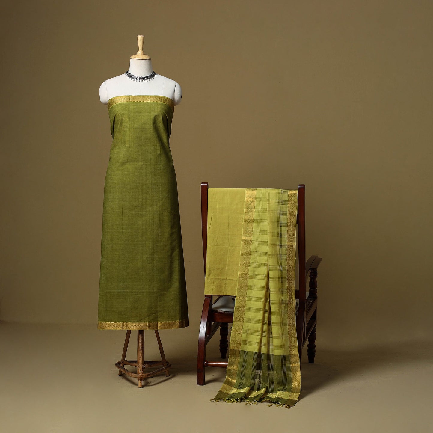 Handloom cotton mangalagiri 3pc unstitched dress material