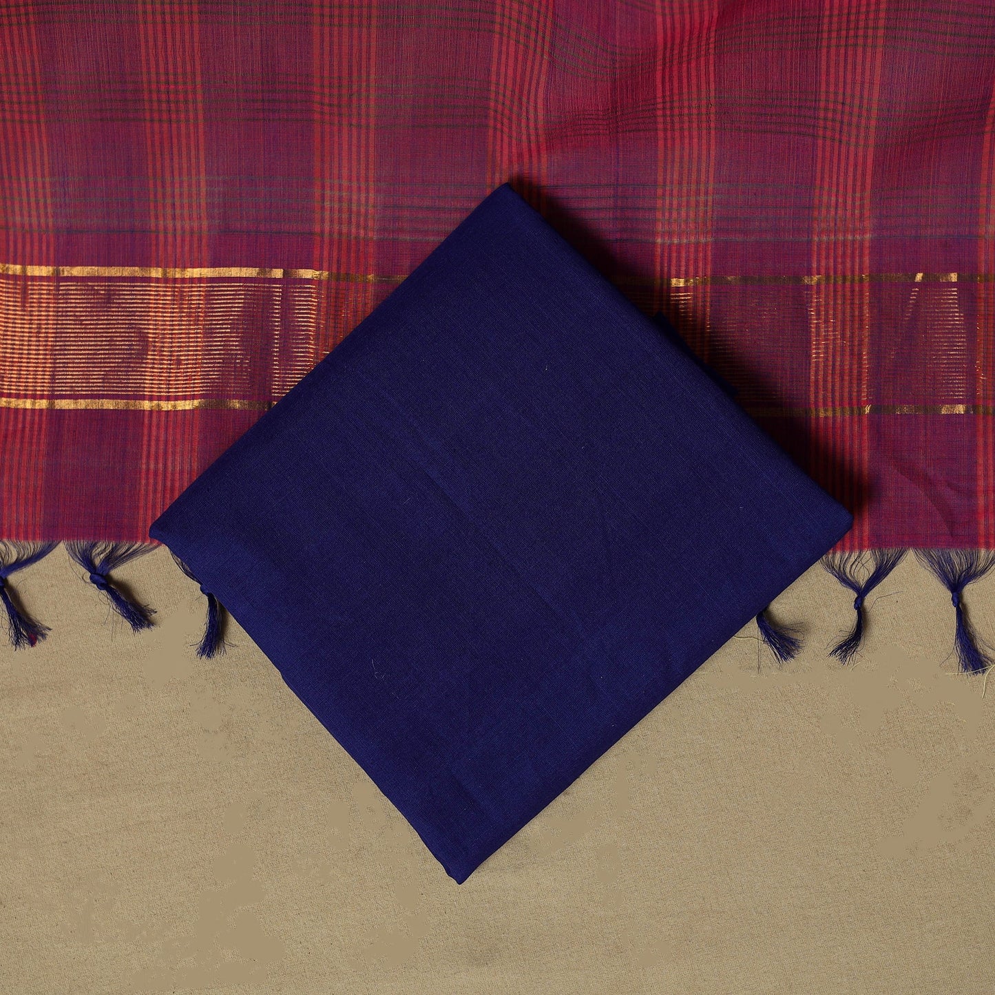 Handloom cotton mangalagiri 3pc unstitched dress material