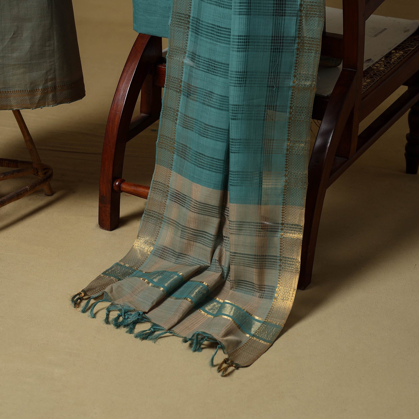 Handloom cotton mangalagiri 3pc unstitched dress material