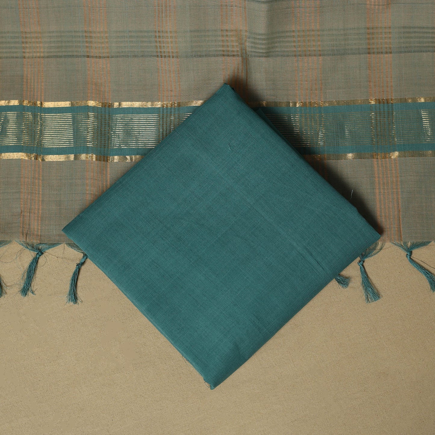 Handloom cotton mangalagiri 3pc unstitched dress material