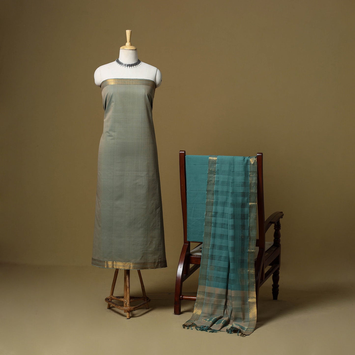 Handloom cotton mangalagiri 3pc unstitched dress material