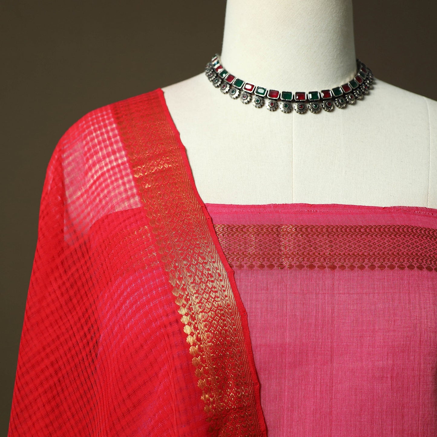 Handloom cotton mangalagiri 3pc unstitched dress material