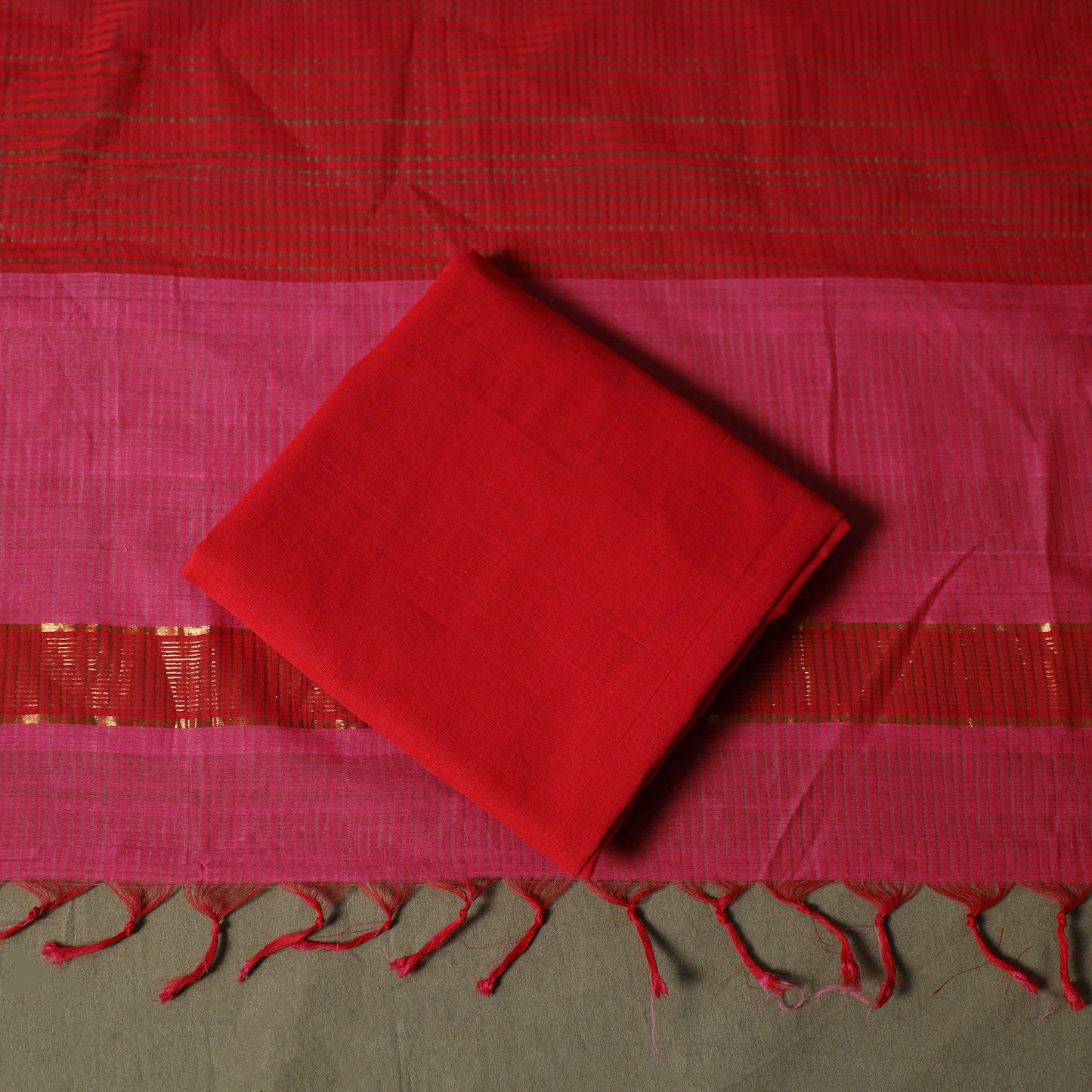 Handloom cotton mangalagiri 3pc unstitched dress material
