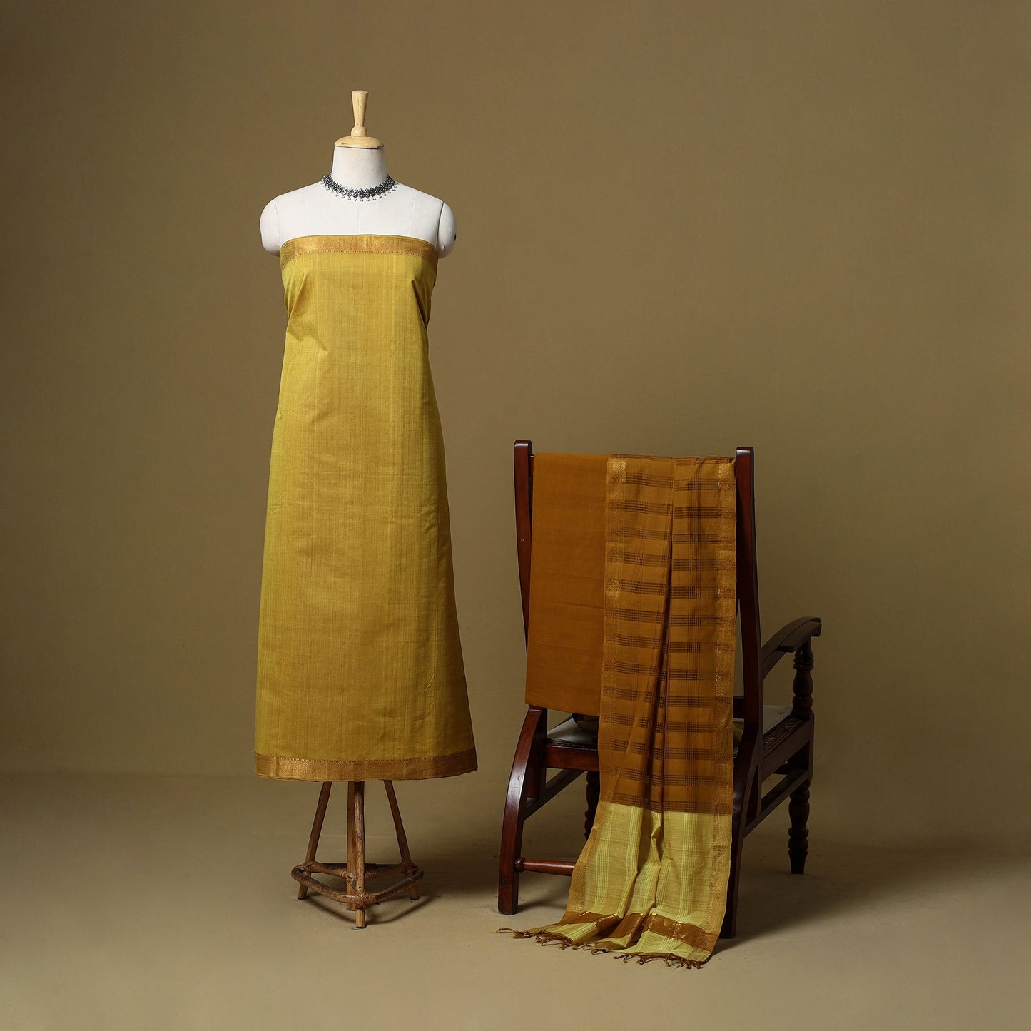 Handloom cotton mangalagiri 3pc unstitched dress material