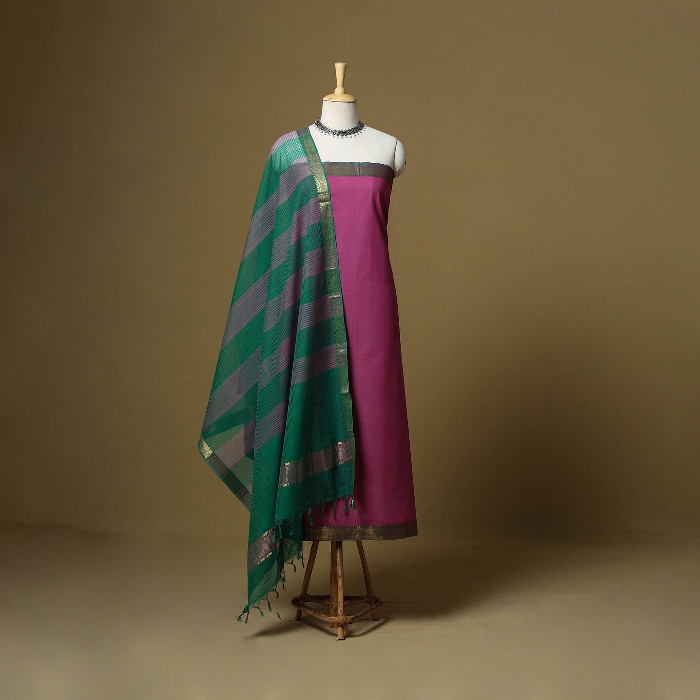 Handloom cotton mangalagiri 3pc unstitched dress material