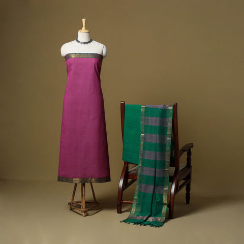 Handloom cotton mangalagiri 3pc unstitched dress material