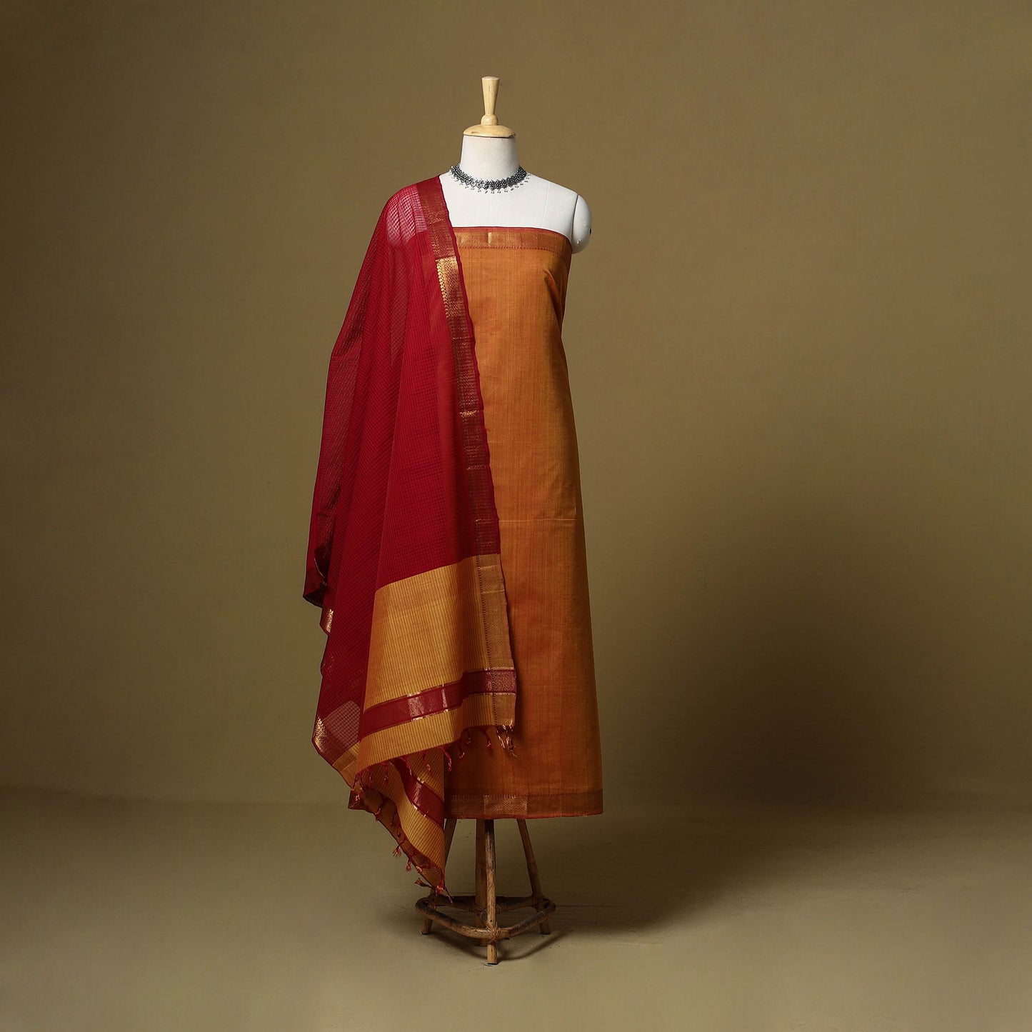 Handloom cotton mangalagiri 3pc unstitched dress material