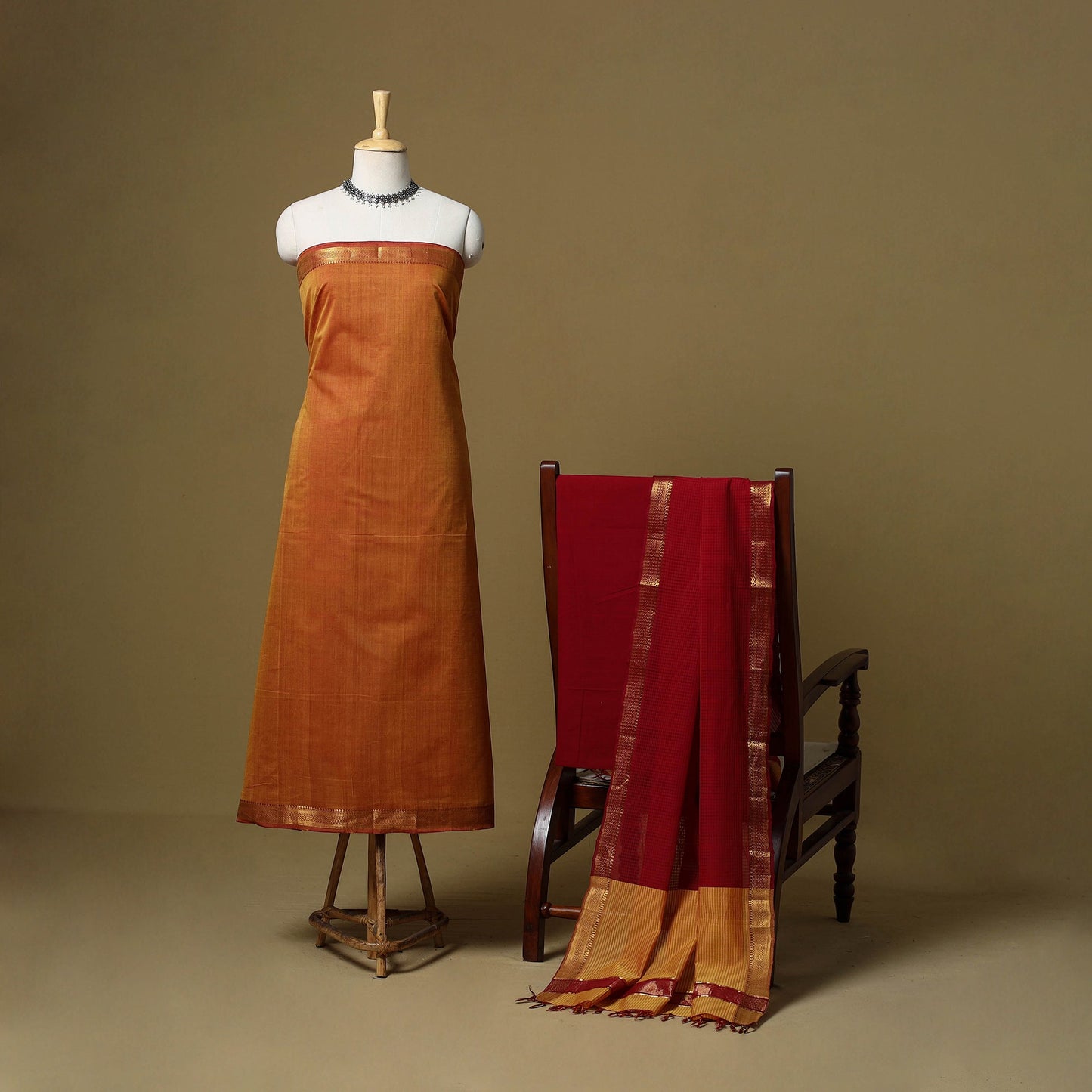 Handloom cotton mangalagiri 3pc unstitched dress material