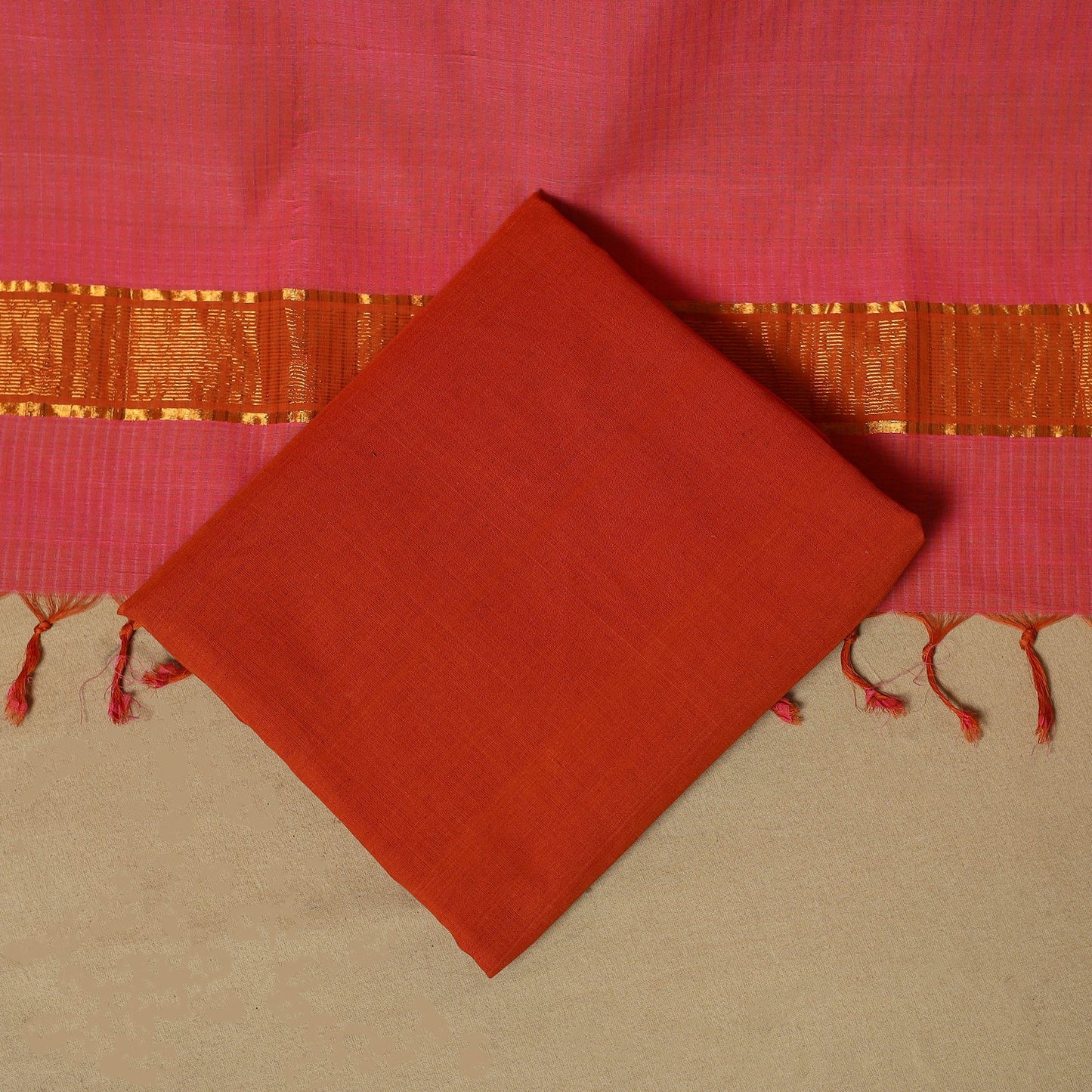 Handloom cotton mangalagiri 3pc unstitched dress material