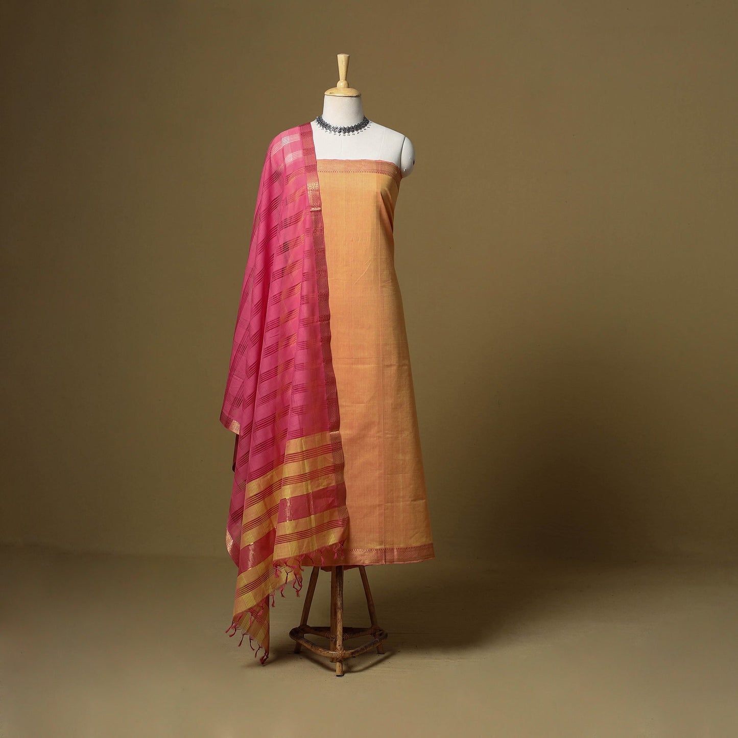 Handloom cotton mangalagiri 3pc unstitched dress material