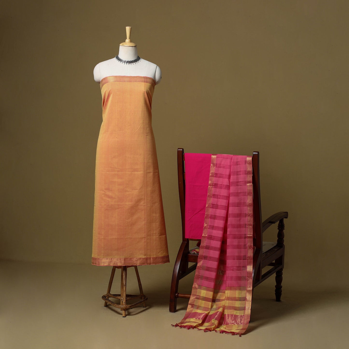 Handloom cotton mangalagiri 3pc unstitched dress material