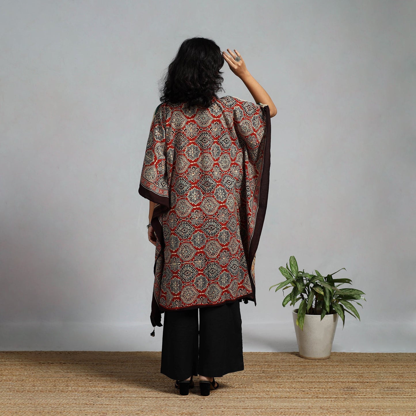Handloom cotton natural dyed medium kaftan 01 - handcrafted
