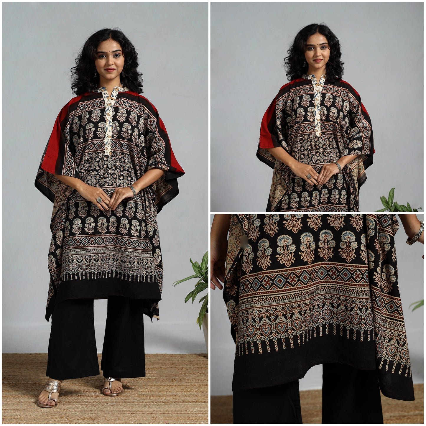 Handloom cotton natural dyed medium kaftan 03 - handcrafted