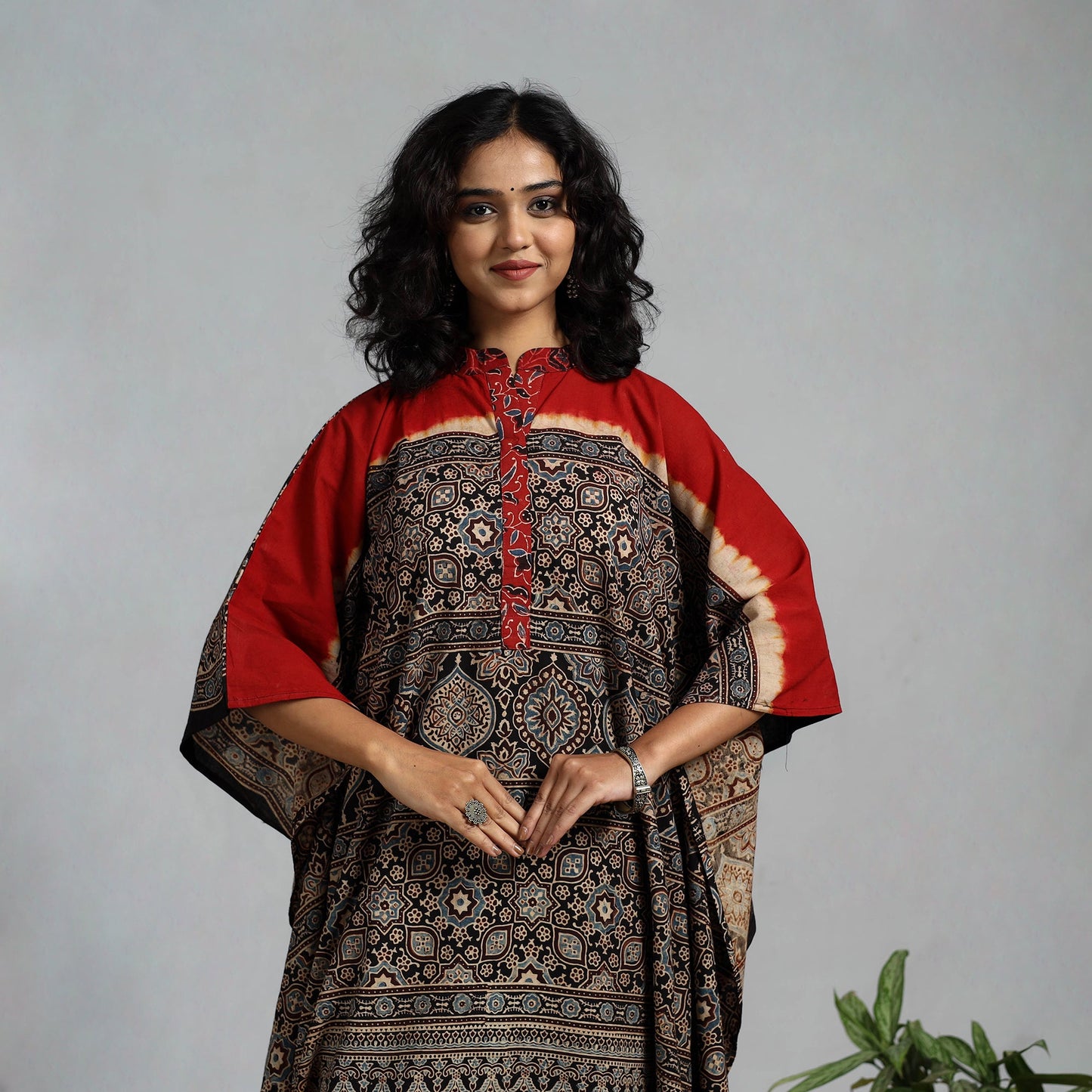 Handloom cotton natural dyed medium kaftan 04 - handcrafted