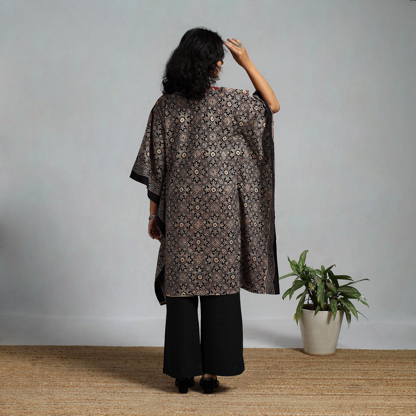 Handloom cotton natural dyed medium kaftan 04 - handcrafted