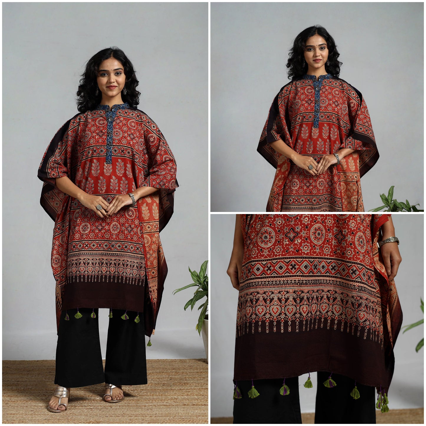 Handloom cotton natural dyed medium kaftan 05 - handcrafted