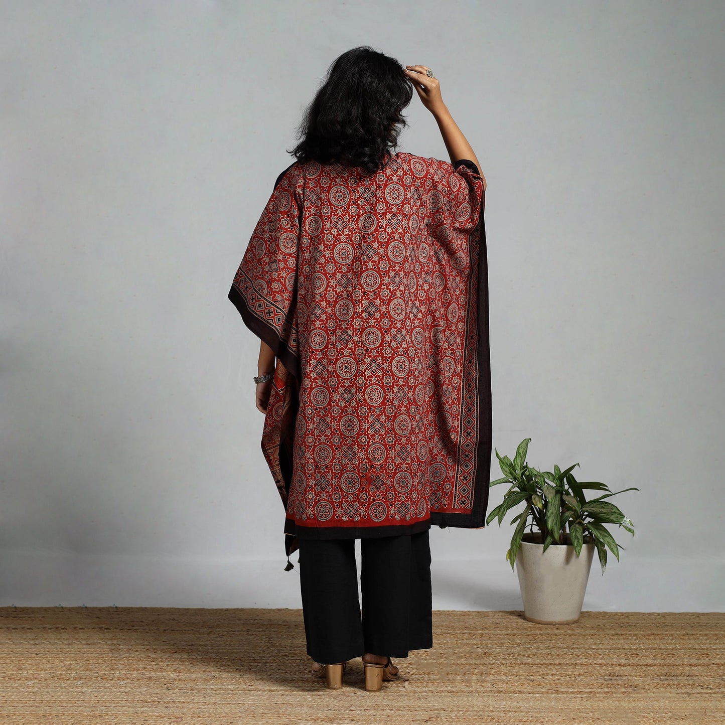 Handloom cotton natural dyed medium kaftan 05 - handcrafted