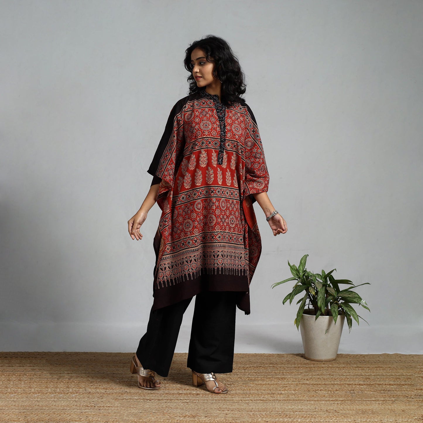 Handloom cotton natural dyed medium kaftan 06 - handcrafted