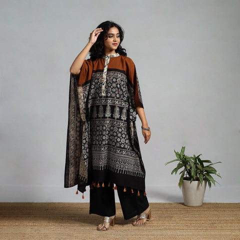 Handloom cotton natural dyed medium kaftan 07 - handcrafted