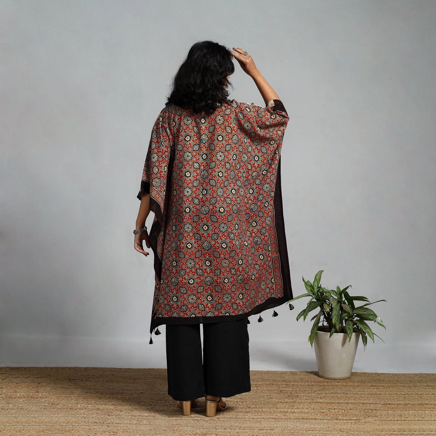 Handloom cotton natural dyed medium kaftan 09 - handcrafted