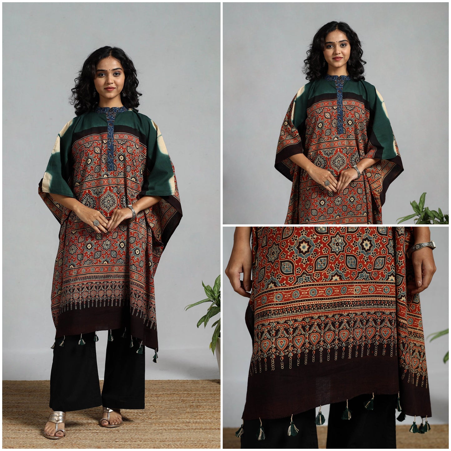 Handloom cotton natural dyed medium kaftan 09 - handcrafted