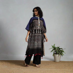 Handloom cotton natural dyed medium kaftan 11 - handcrafted