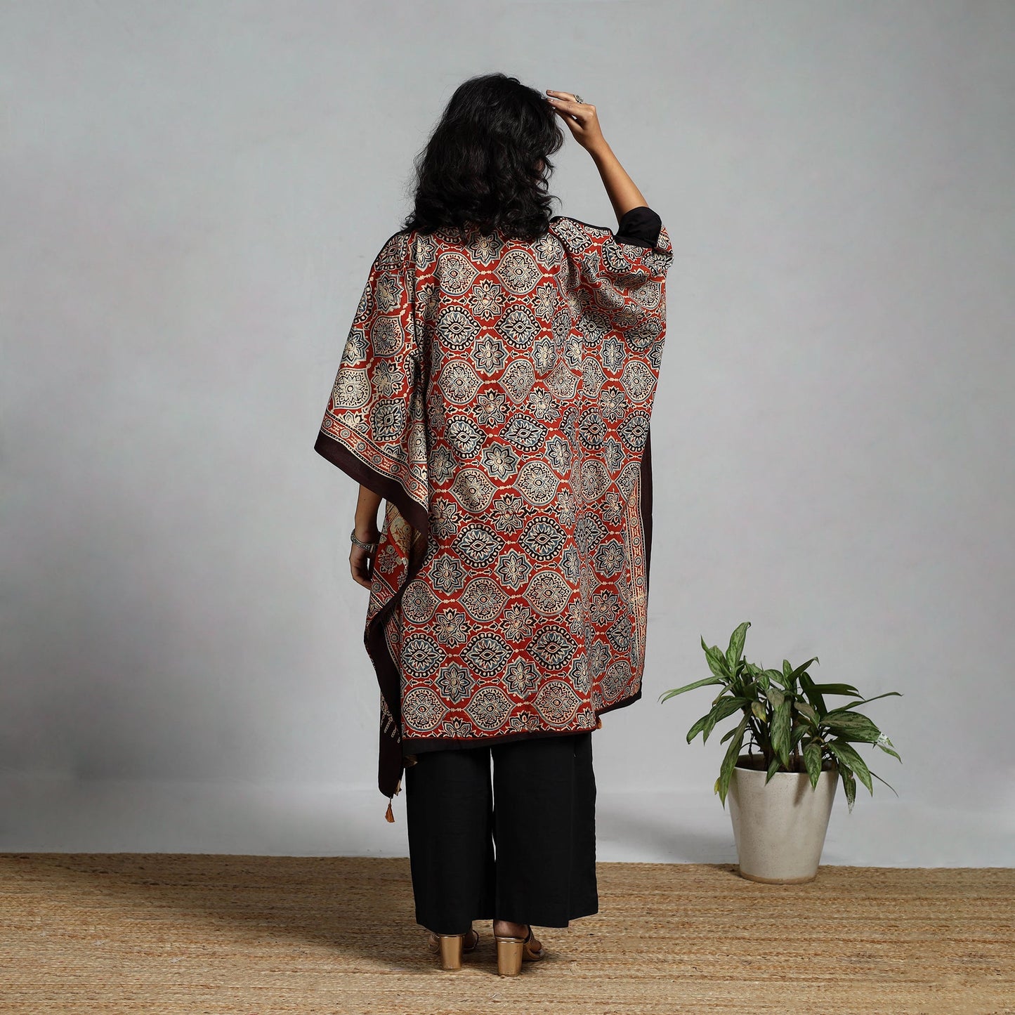 Handloom cotton natural dyed medium kaftan 19 - handcrafted